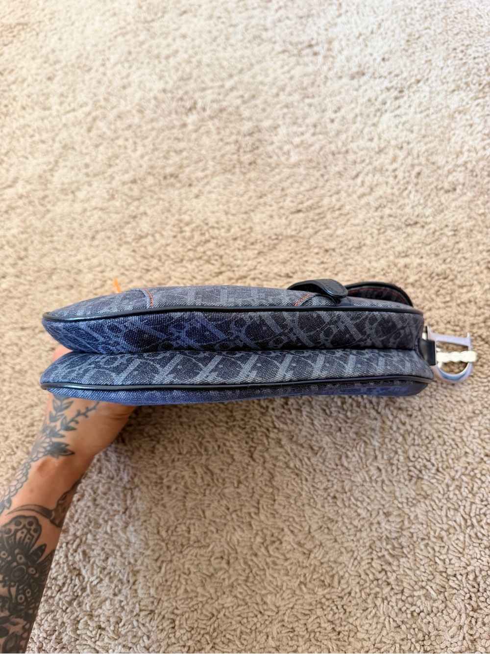 Christian Dior Galliano Denim Monogram Trotter Saddle Bag “Remove Before Flight” - Picture 11 of 11